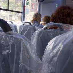 В Ростовской маршрутке водитель спасается целлофаном от "свинства" горожан