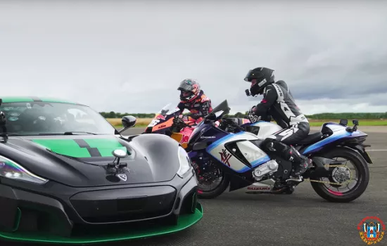 Rimac Nevera померился силами с MotoGP и Suzuki Hayabusa