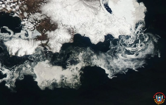 Редкий кадр: в Арктике «танцуют» ледяные водовороты