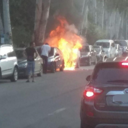 В Ростове на Береговой вспыхнула припаркованная иномарка