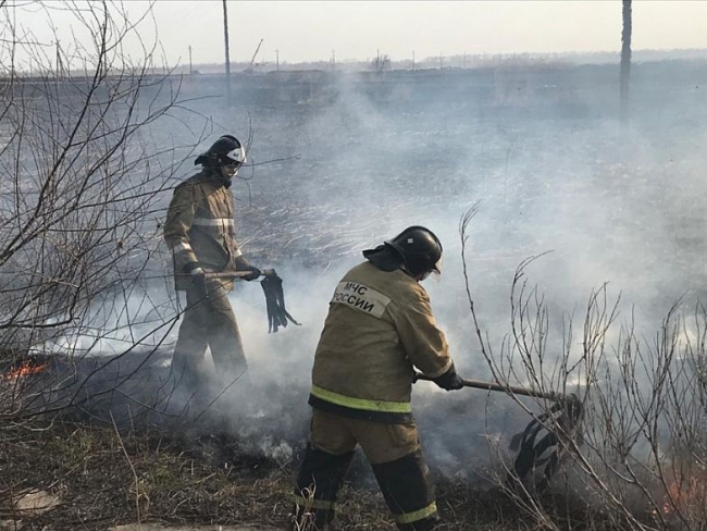 Ландшафтный пожар в районе хутора Большой Лог потушили