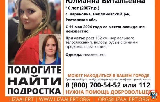 16-летнюю девочку ищут в Ростовской области