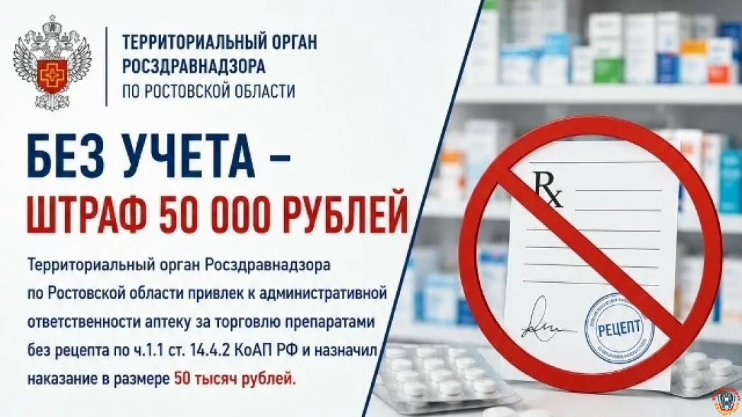 Аптека в Цимлянске получила штраф 50 тысяч рублей за продажу лекарств без рецепта