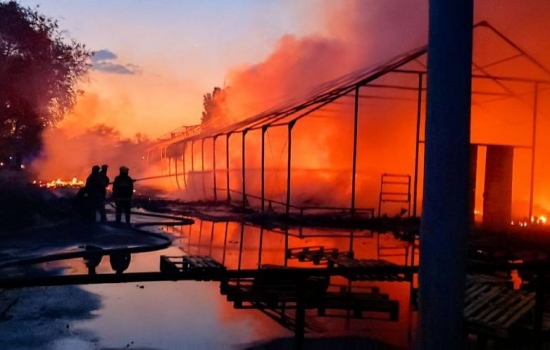 В Ростове-на-Дону крупный пожар уничтожил склад с поддонами 1 августа