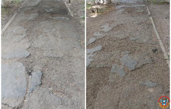 В Ростове в Военведе тротуар превратился в полосу препятствий