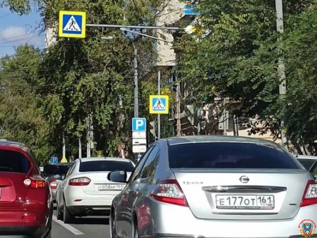 В центре Ростова закрытые ветвями указатели мешают движению авто