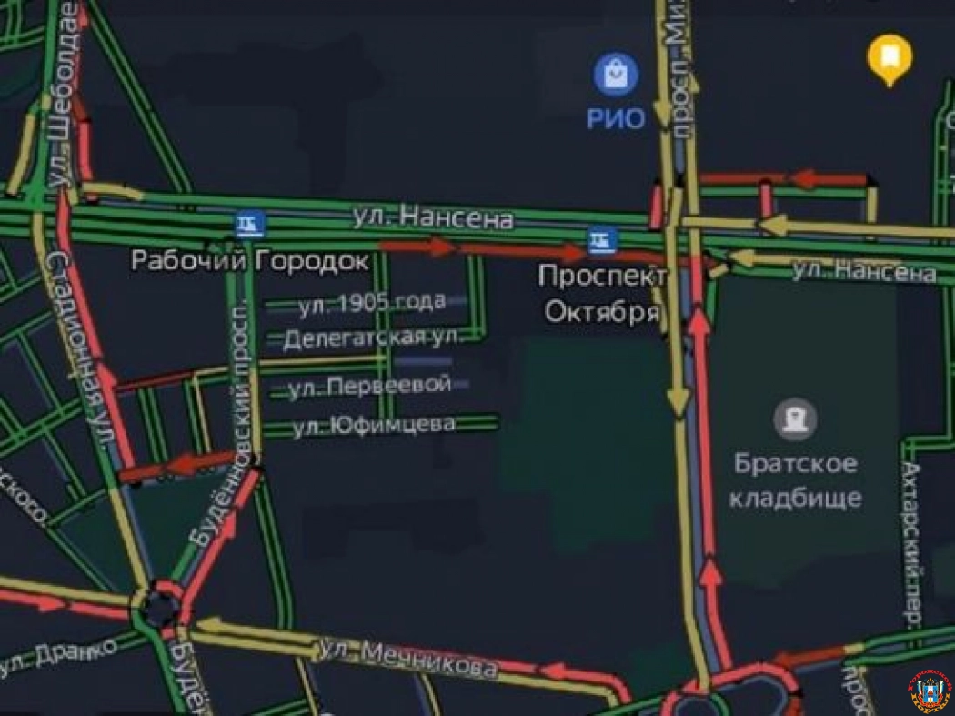 В Ростове из-за массовой аварии на Нансена образовался огромный затор