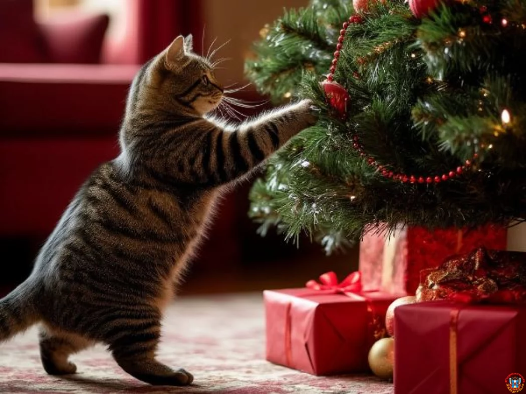 Как защитить новогоднюю елку от кота