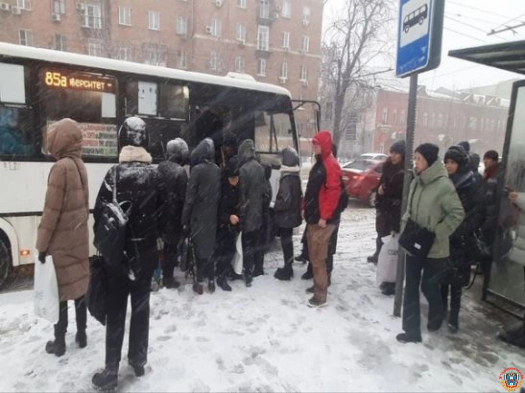 Жители Ростова больше часа ждут общественный транспорт из-за мощного снегопада