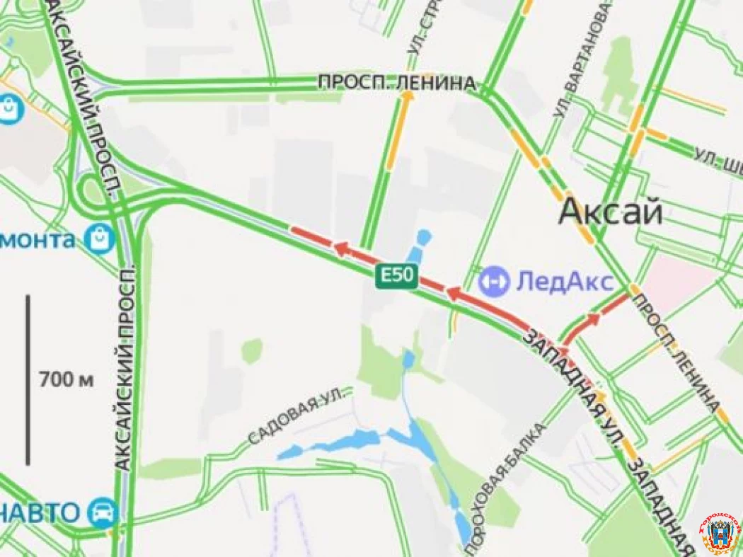 Возле «Меги» в сторону Ростова образовалась километровая пробка