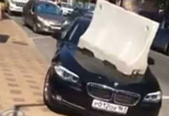 В Ростове за парковку на тротуаре на машину автохама поставили отбойник