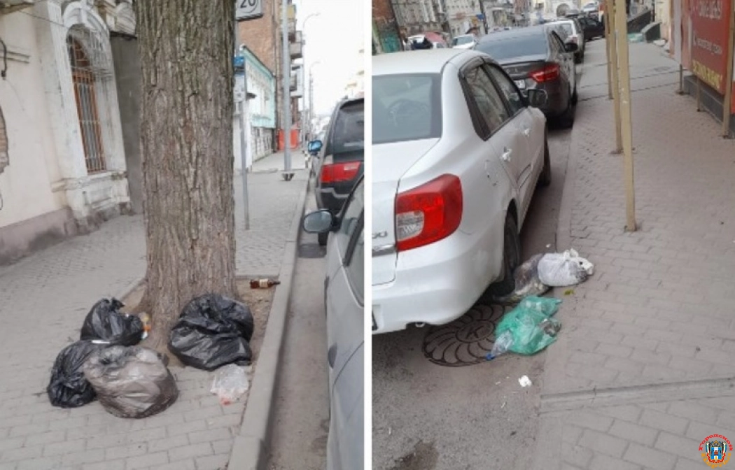 Улица в центре Ростова оказалась завалена бытовым мусором