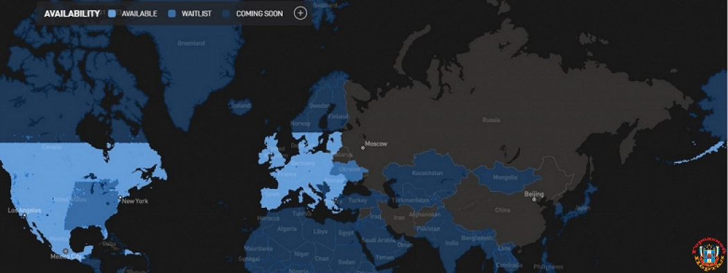 Интернета от Starlink не будет в России? Судя по карте — да