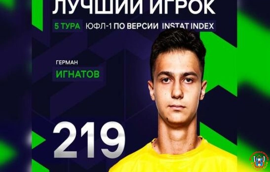 Футболист академии «Ростова» - лучший игрок пятого тура ЮФЛ-1