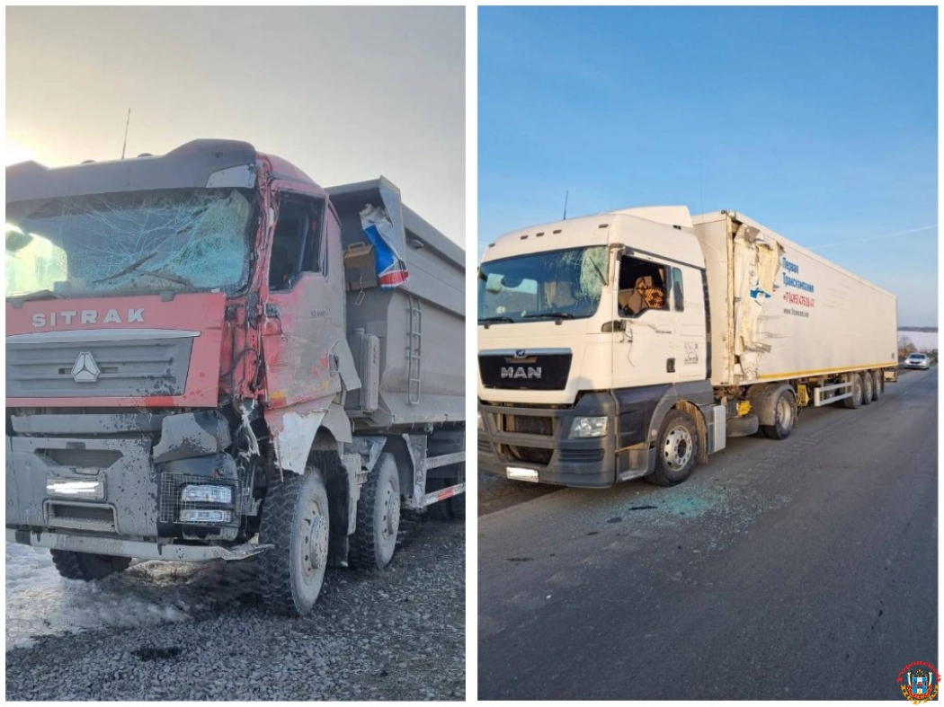 Два грузовика столкнулись на трассе в Ростовской области
