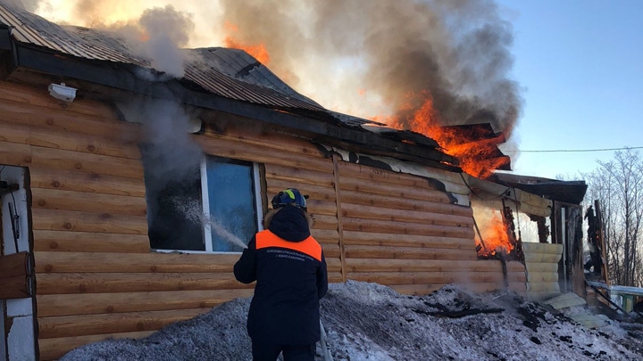 Сахалинским пожарным пришлось спасать из горящего дома собаку и котов