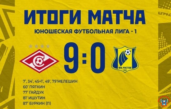 «Ростов-U19» пропустил девять мячей от «Спартака»