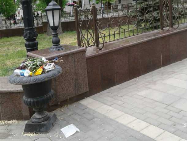 Ветер разносил кучи вонючего мусора у здания Правительства Ростовской области