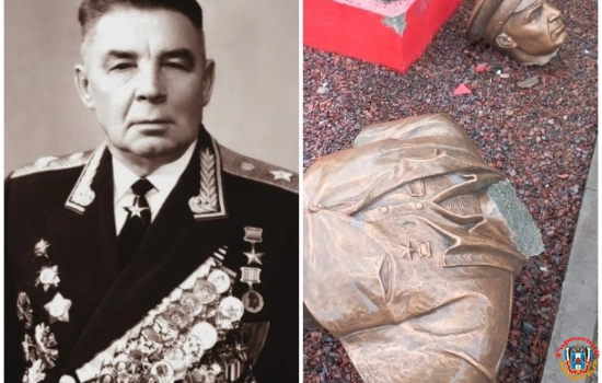 Неизвестные разбили бюст генерала ВДВ Василия Маргелова в Ростове