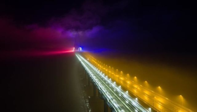 Крымский мост подсветили по-новому