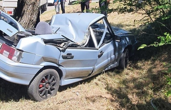 В Ростове машина врезалась в дерево, двое пострадали