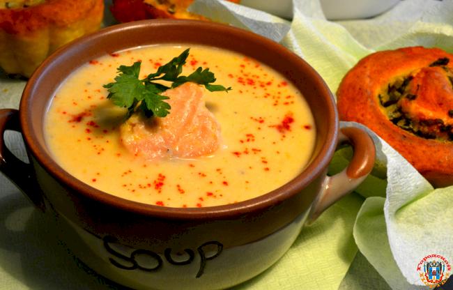 Суп из тыквы и копченой рыбы