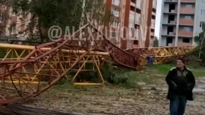 Сотрудники МЧС помогли упасть строительному крану в Александрове